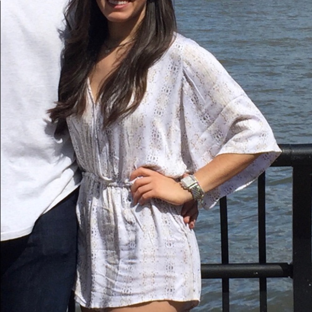 Deep V Front And Back Snake Print Romper - image 1